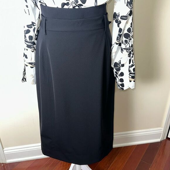 Ted Baker XL (5) Black Kaara Midi Front Zip High Waist Belted Pencil Skirt - Picture 3 of 16